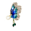 Blue Gold Tone Butterfly Crystal Enamel Metal Brooch Pin view 1