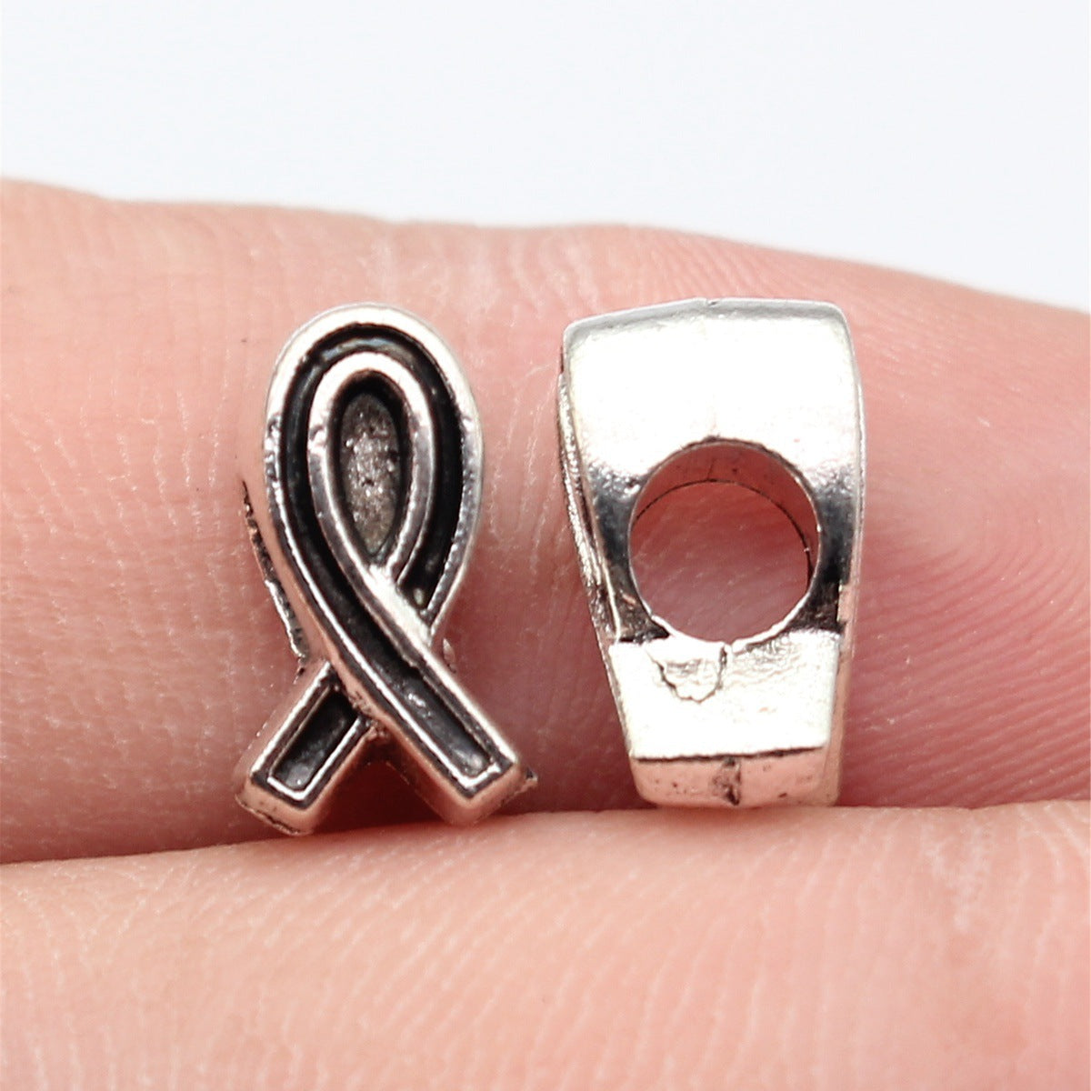 12x7x6mm 1.5g Antique Silver Zinc Alloy Ribbon Large Hole Spacer Double Sided Beads for DIY Bracelet Jewelry Making