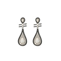 Black Clear and Aqua Blue Pipa Teardrop Stud Earrings view 5