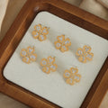 Gold Clover LOVE Letter Stud Earrings Crystal Accent Design view 4