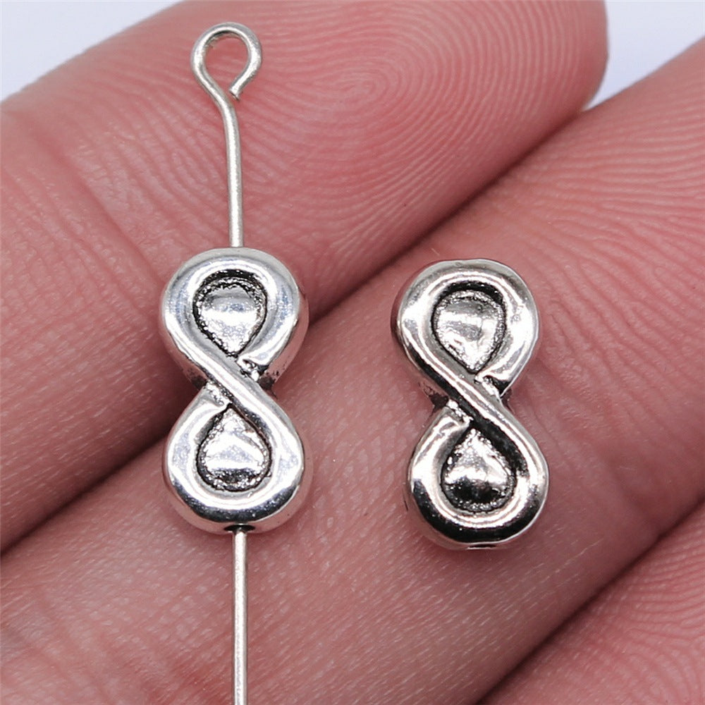 13x6mm 0.9g Antique Silver Zinc Alloy Infinity Symbol Small Hole Spacer Beads for DIY Jewelry Making