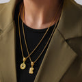 Gold Box Chain Necklace With Zircon Initial Letter Pendant view 2