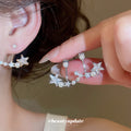 Star and Pearl Curved Ear Climber Earrings Statement Jewelry view 2