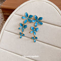 Enamel Flower Vine Drop Stud Earrings in Five Colors view 3