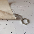 Gold Silver Hexagon Huggie Hoop Earrings With Pavé Bar view 7
