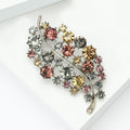 Multicolor Crystal Oval Leaf Brooch with Curved Stem view 4