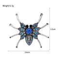 Blue Silver Tone Spider Crystal Two Designs Metal Brooch Pin view 2