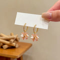 Gold-Tone Pearl Flower Hoop Earrings Decorative Jewelry Accessory view 4