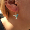 Blue Green Enamel Hummingbird Necklace Earrings Options view 2
