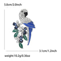Silver Tone Blue Enamel Rhinestone Parrot Flower Branch Brooch view 6