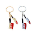 Gold and Silver Tone Blood Splatter Knife Split Ring Keychains view 5