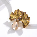 Red Gold Tone Ginkgo Leaf Metal Brooch Pin for Jackets and Lapels view 5