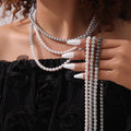 Imitation Pearl Strand Necklaces White Gray Mixed Color view 1