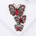 Three Linked Butterfly Brooch in Blue Red or Multicolor Crystal view 7