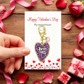 Purple Leopard Love You Heart Lobster Clasp Keychain view 6