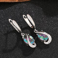 Silver Mystic Rainbow Oval Twist Leverback Earrings view 3