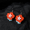 Silver Tone Layered Flower Acrylic Hook Earrings in Five Colors view 7