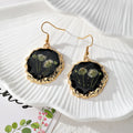 Black Geometric Resin Dried Flower Drop Earrings 7 Shapes view 9