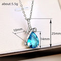 Silver Blue Pear Teardrop Pendant Necklace Clear Pavé Alloy view 5