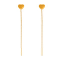 Gold Steel Heart Stud Earrings With Long Chain Tassel view 5