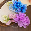 Blue Fabric Peony Butterfly Duckbill Hair Clip Single view 2