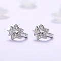 Silver Tone Double Star Clear Stone Cluster Stud Earrings view 3
