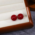 Red Domed Round Stud Earrings in Five Graduated Sizes view 6