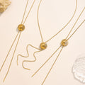 Hollow Hemisphere Zircon Necklace Ring Stud Jewelry Set view 2