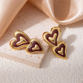 Colorful Double Heart Drop Earrings In Four Color Variants view 6