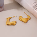 Irregular Twisted Geometric Stud Earrings Gold Steel Stainless view 4