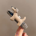 Fabric Puppy Dog Duckbill Hair Clips Plaid Wrap Style view 4