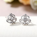 Crown Heart Stud Earrings in Silver and Rose Gold Tone Options view 3