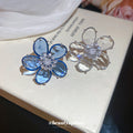 Crystal Flower Ear Clips with Blue and Clear Petals view 2