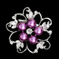 Black Silver Tone Pearl Floral Vine Crystal Pearl Look Six Designs Metal Brooch Pin view 11