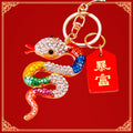 Jeweled Snake Keychains with Seven Color and Blessing Plaque Options view 1