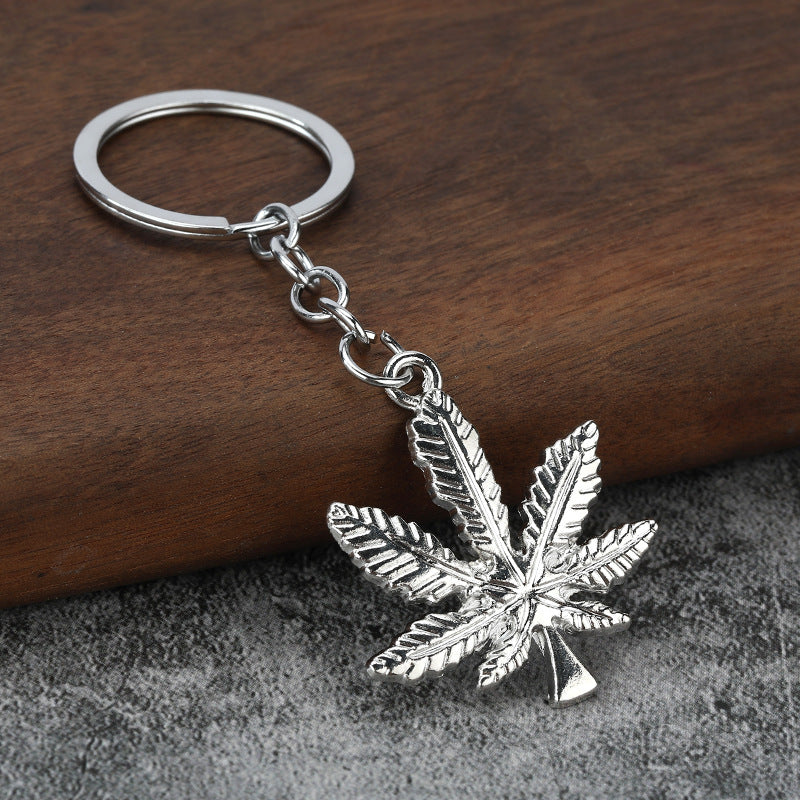 Minimalist Maple Leaf Zinc Alloy Keychain Pendant Accessory