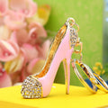 Jeweled Stiletto Shoe Keychains with Braided Loops and Faux Fur Poms view 4