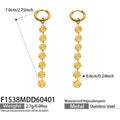 Gold Disc Tassel Hoop Earrings Seven Radiating Coin Drops view 6