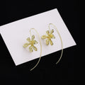 Iris Flower Long No Piercing Gold and Silver Ear Hangers view 2