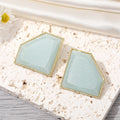 Gold Tone Faceted Irregular Resin Stud Earrings in Three Colors view 8