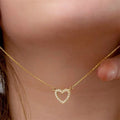 Open Heart Clear Stone Pendant Necklace In Gold And Silver Tones view 1