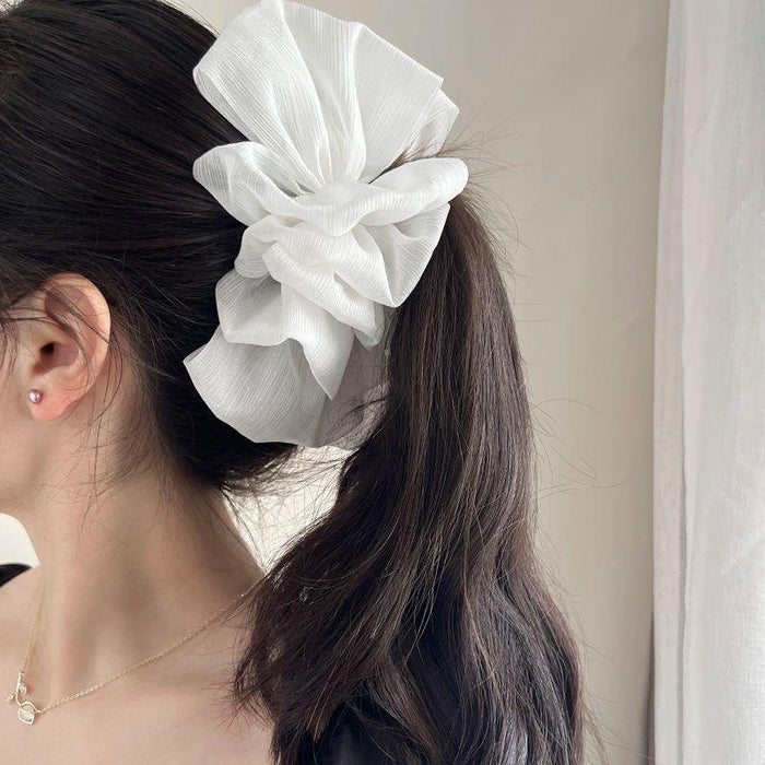 Oversized Layered Mesh Bow Hair Claw in Black or Ivory