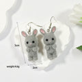 Flocked Standing Rabbit Drop Earrings in Four Color Options view 4