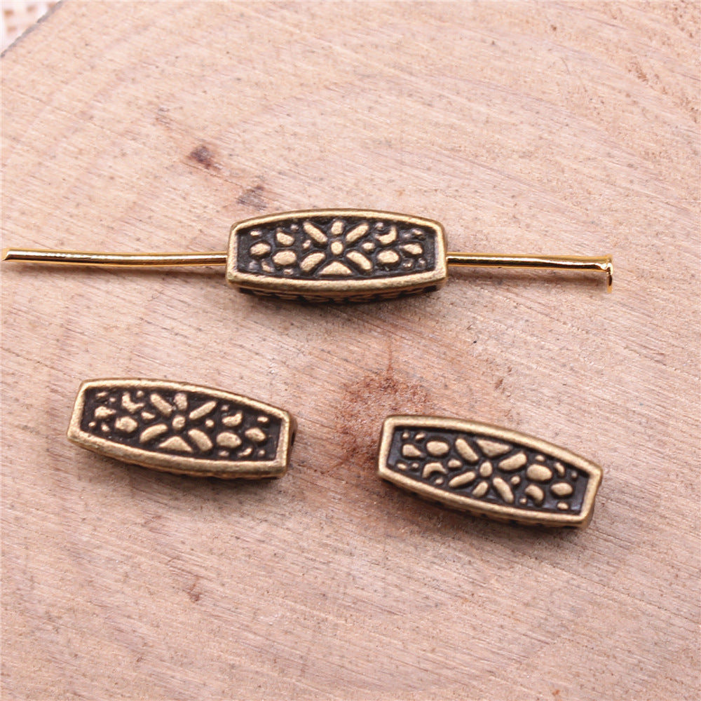 5x13mm 1.3g Multicolor Zinc Alloy Carved Bar Loose Metal Beads for Bracelet Necklace DIY Jewelry Making