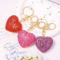 Rhinestone Heart Keychain Gold Tone Ring Clasp 5 Colors view 1