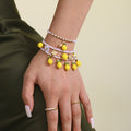Yellow Lemon Pearl Bead Charm Bracelet Daisy Bee Styles view 1