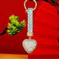 Full Crystal Heart Keychains with Jeweled Wrist Straps in Nine Colors view 7