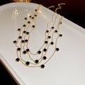 Gold Multi Layer Round Crystal Station Necklace Six Colors view 11