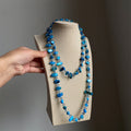 Long Blue Irregular Beaded Strand Necklace Beaded Jewelry view 2