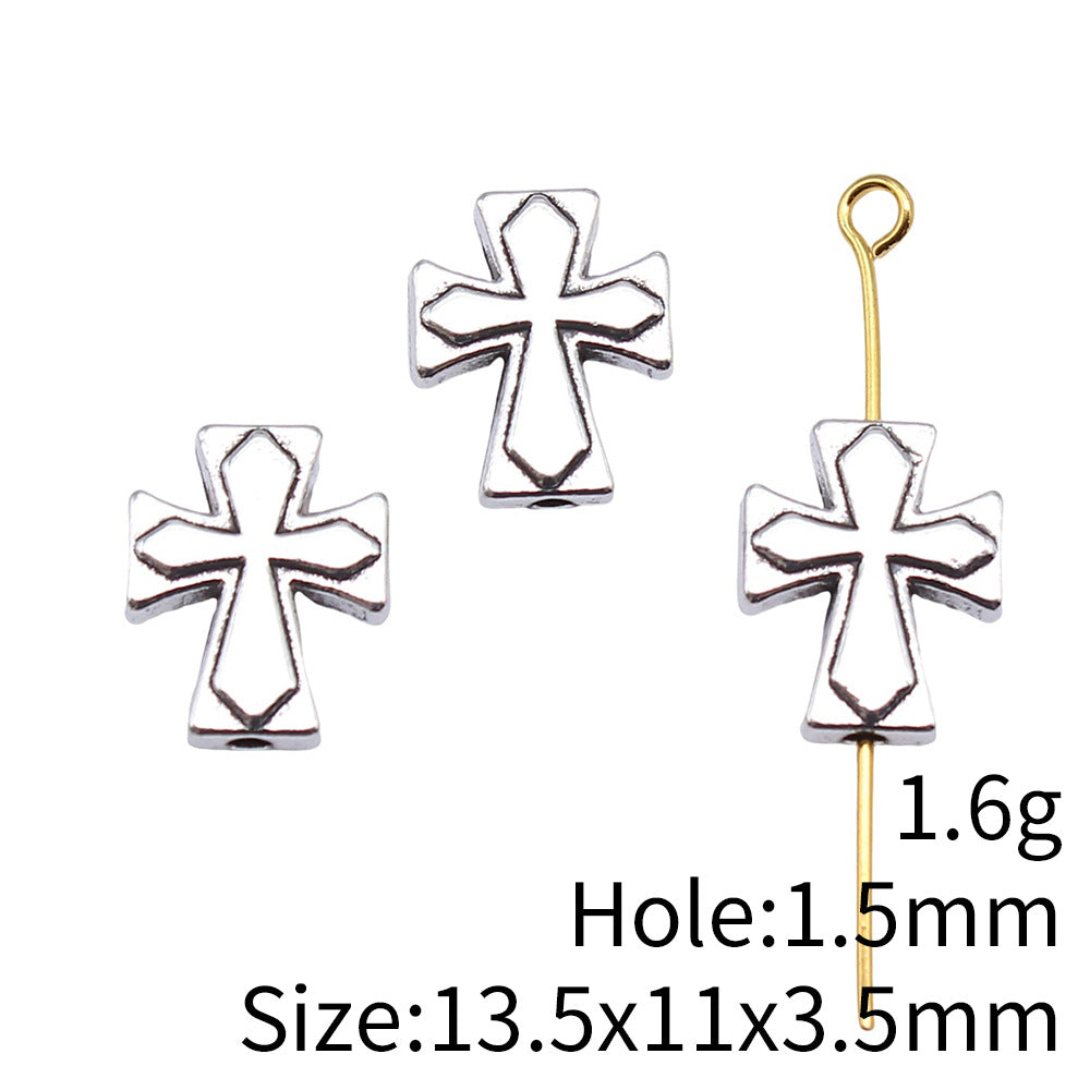 13.5x11x3.5mm 1.6g Multicolor Zinc Alloy Cross Spacer Beads for Bracelet Necklace DIY Jewelry Making
